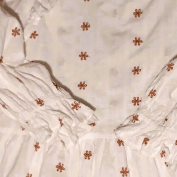 COTTAGECORE CREAM RUFFLED TOP, EMPIRE WAIST, EMBOIDERY, SMALL, 100 % COTTON - Picture 5 of 5